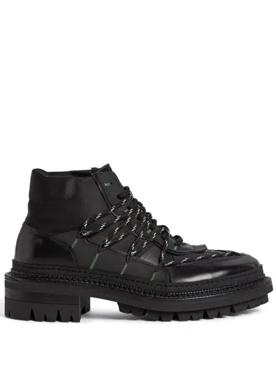 Dsquared2 Panelled-design Leather Boots In Black