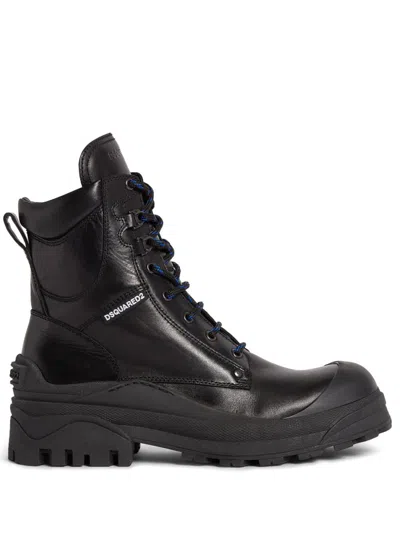 DSQUARED2 PANELLED-DESIGN LEATHER BOOTS