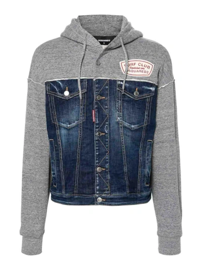 Dsquared2 Panelled Hooded Jacket In Grey
