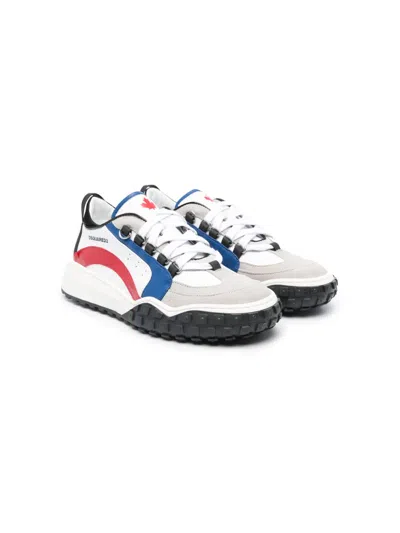 Dsquared2 Kids' Panelled Leather Sneakers In White