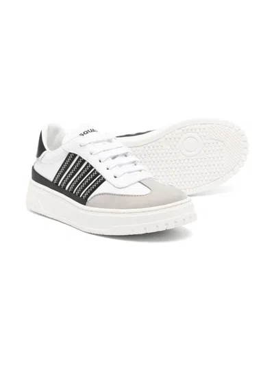 Dsquared2 Kids' Panelled Leather Sneakers In White