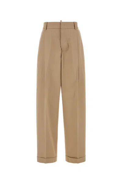 Dsquared2 Beige Gabardine Pant In Brown