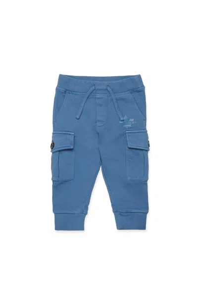 Dsquared2 Fleece Cargo Pants With Maple Leaf In Blue