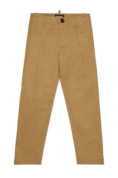 Dsquared2 Kids' Pantaloni Chino In Gabardina In Orange