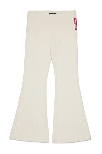 Dsquared2 Kids' Pantaloni Flare In Velluto A Coste In Neutral