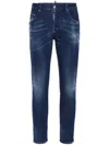 Dsquared2 Navy Blue Slim Cut Jeans With Whiskering Effect In Blue