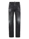 Dsquared2 Faded Black Straight Jeans With Ripped Detailing