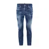 Dsquared2 Blue Jeans With Logo Patch On The Rear And All-over Paint-splatter Print Effect In Denim Man