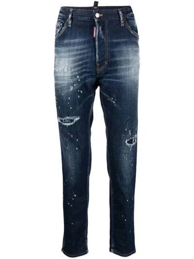 Dsquared2 Distressed Slim-cut Jeans In Black