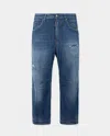 Dsquared2 5 Pockets Navy Blue Cotton Elastane Pants In Blue