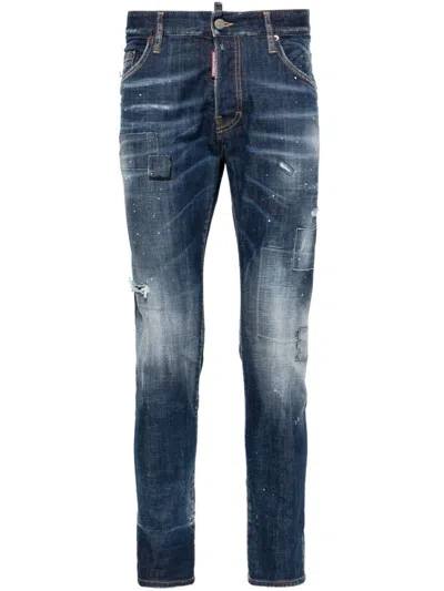 Dsquared2 Men's Pants 5 Pockets Skater In Blue Navy