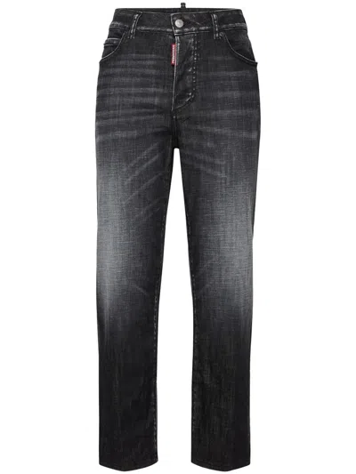 Dsquared2 Straight-leg Jeans With Faded Effect And 5 Pockets In Black