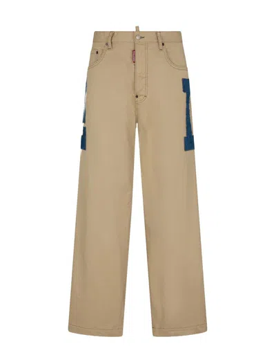 Dsquared2 Stone Cotton Pants In Grey