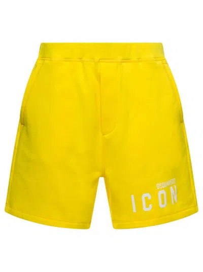 Dsquared2 Logo-print Track Shorts In Yellow