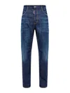 Dsquared2 Straight Leg Stretch Denim Jeans With Vintage Finish In Azul Oscuro