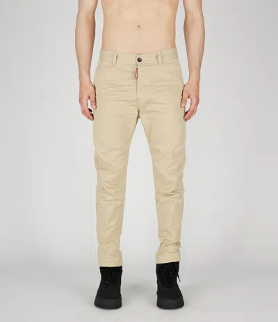Dsquared2 Beige Medium Waist Trousers In Multicolor