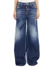 Dsquared2 Wide Leg Denim Traveller Jeans In Blue