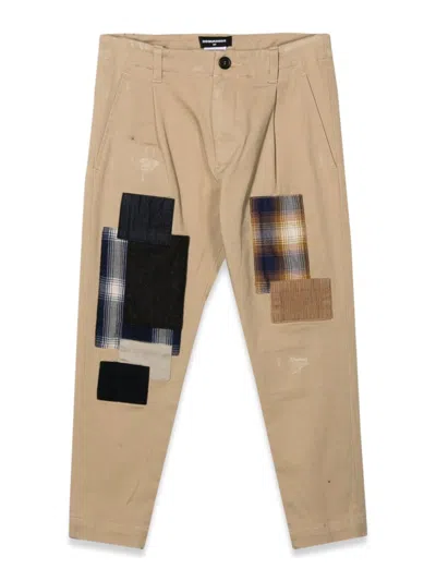 Dsquared2 Kids' Pants With Patches In Beige