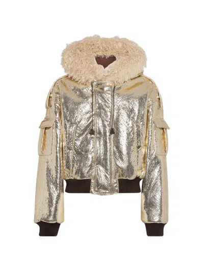 Dsquared2 Paradise Puffer Bomber In Gold