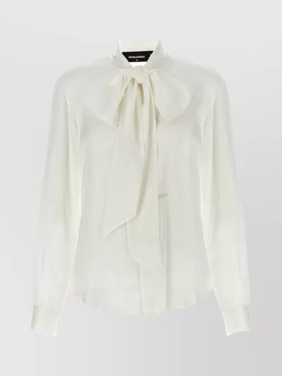 Dsquared2 'paris Bow' High Neck Shirt In White