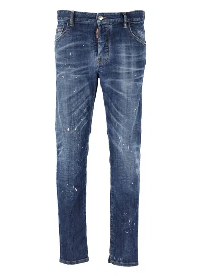 Dsquared2 Pastel Spots Wash Skater Jeans In Blue