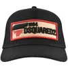 Dsquared2 Black Logo Patch Baseball Hat In Black
