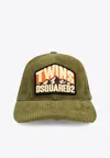 Dsquared2 Patch Corduroy Baseball Cap In Green