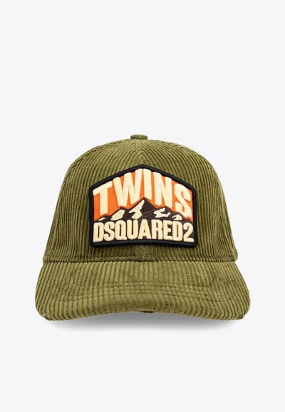 Dsquared2 Patch Corduroy Baseball Cap In Green