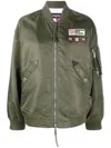 Dsquared2 Oversized Fit Game Service Nylon Bomber Jacket In Green