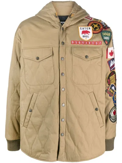 Dsquared2 Patch-detail Hooded Jacket In Brown