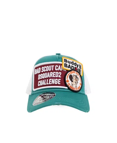 Dsquared2 Patch-detailed Mesh-panelled Cap In Blue