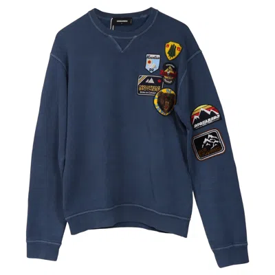 Dsquared2 Patch Detailed Sweatshirt In Navy Blue Cotton