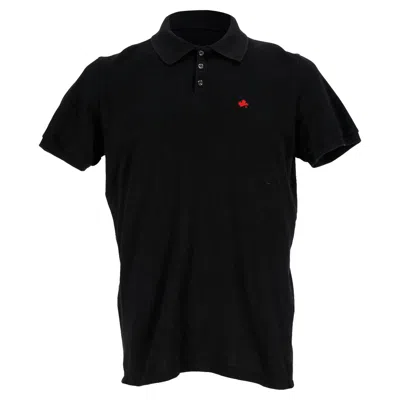 Dsquared2 Patch Polo Shirt In Black Cotton
