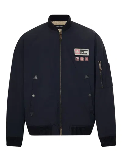 Dsquared2 Patch Zip Jacket In Blue