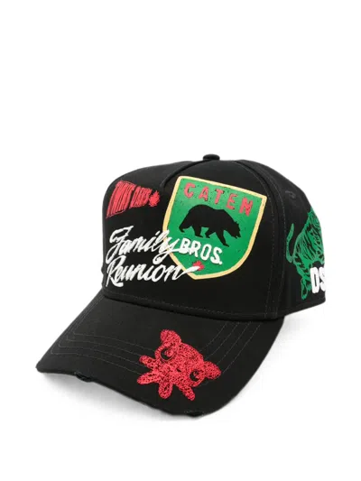 Dsquared2 Patch-detail Distressed Baseball Cap In Black