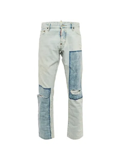 Pre-owned Dsquared2 Patch-detail Distressed Jeans In Blue
