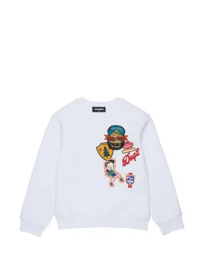 Dsquared2 Kids' Patch-detail Logo-print Sweatshirt In White