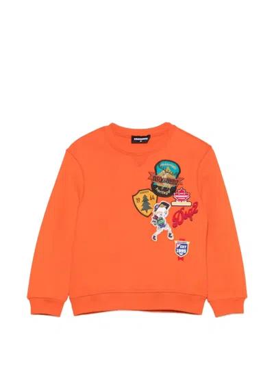Dsquared2 Kids' Patch-detail Sweatshirt In Orange