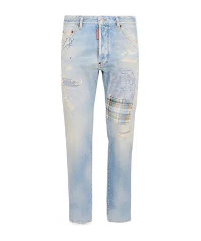 Dsquared2 Patched Superlite Teddy Jeans In Blue