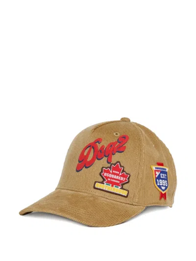 Dsquared2 Kids' Patch-embellished Corduroy Baseball Cap In Brown