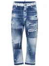 Dsquared2 Patchwork Cropped Jeans In Blue