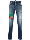 DSQUARED2 PATCHWORK-DETAIL SLIM-FIT JEANS