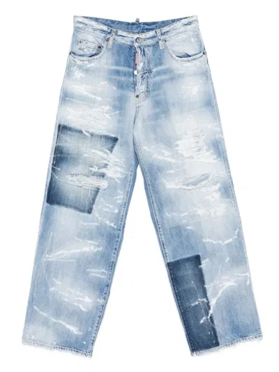 Dsquared2 Patchwork Distressed Jeans In Blue