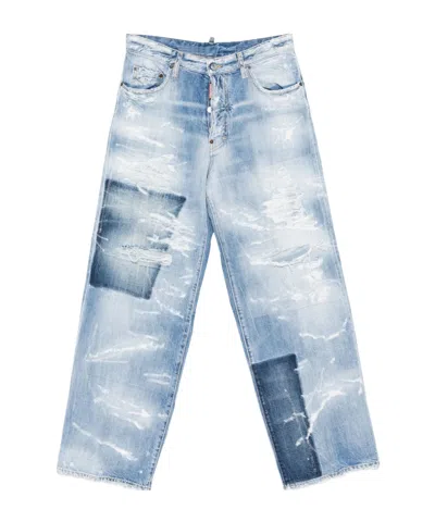 Dsquared2 Patchwork Distressed Jeans In Blue