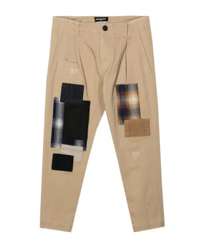 DSQUARED2 PATCHWORK DISTRESSED SMART TROUSERS