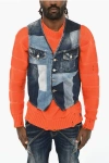 Dsquared2 Patchwork Effect Denim Vest In Blue