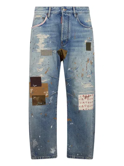 Dsquared2 Patchwork Jeans In Blue