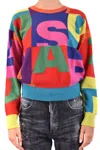 Dsquared2 Patchwork Knit Sweater With Contrasting Ribbed Details In Multi