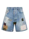Dsquared2 Patchwork Paint-splatter Denim Shorts In Blue