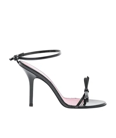 Dsquared2 Patent Leather Ankle-strap Sandals With Bow And Heel In Black